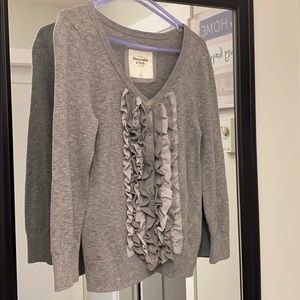 Abercrombie & Fitch grey ruffled cardigan sweater